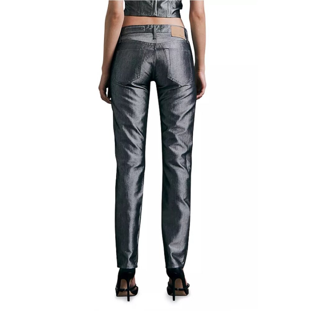 Rag & Bone Piper Low-Rise Straight Shine Pants Jeans - Picture 2 of 15